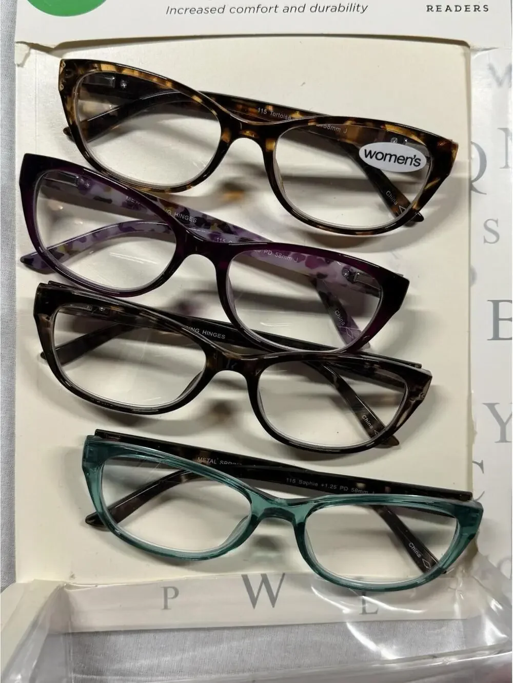 Image Readers Classic Readers Women +1.25 Package‎ of 4 Eyeglasess Spring Hinges